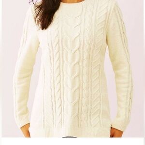 J Jill Ivory Chenille Cable Knit Sweater size Large Petites